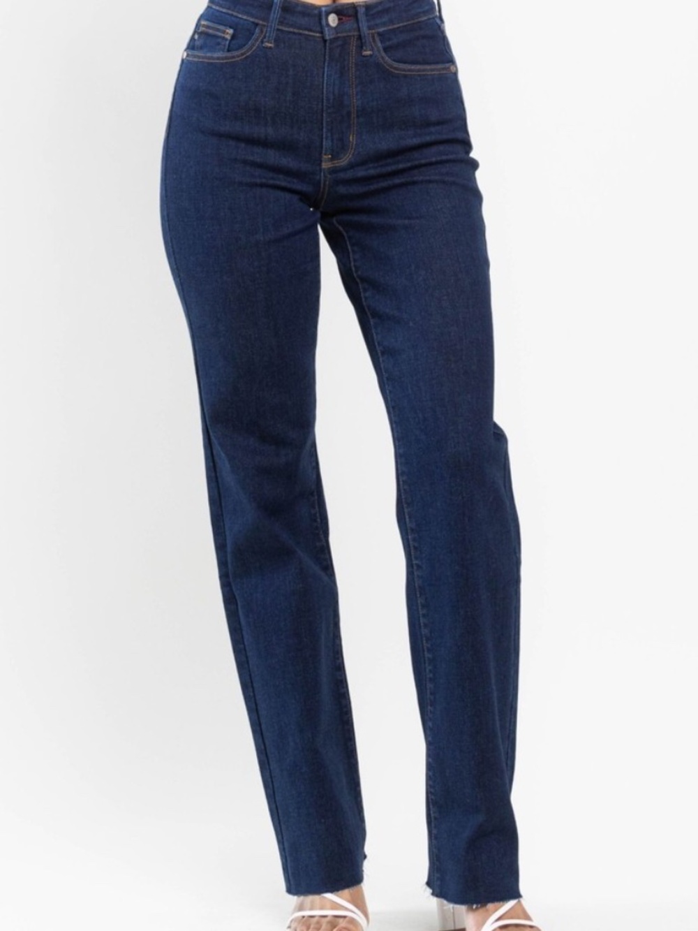 Judy Blue High Waist Dark Wash Vintage & Back Darts Straight Jeans
